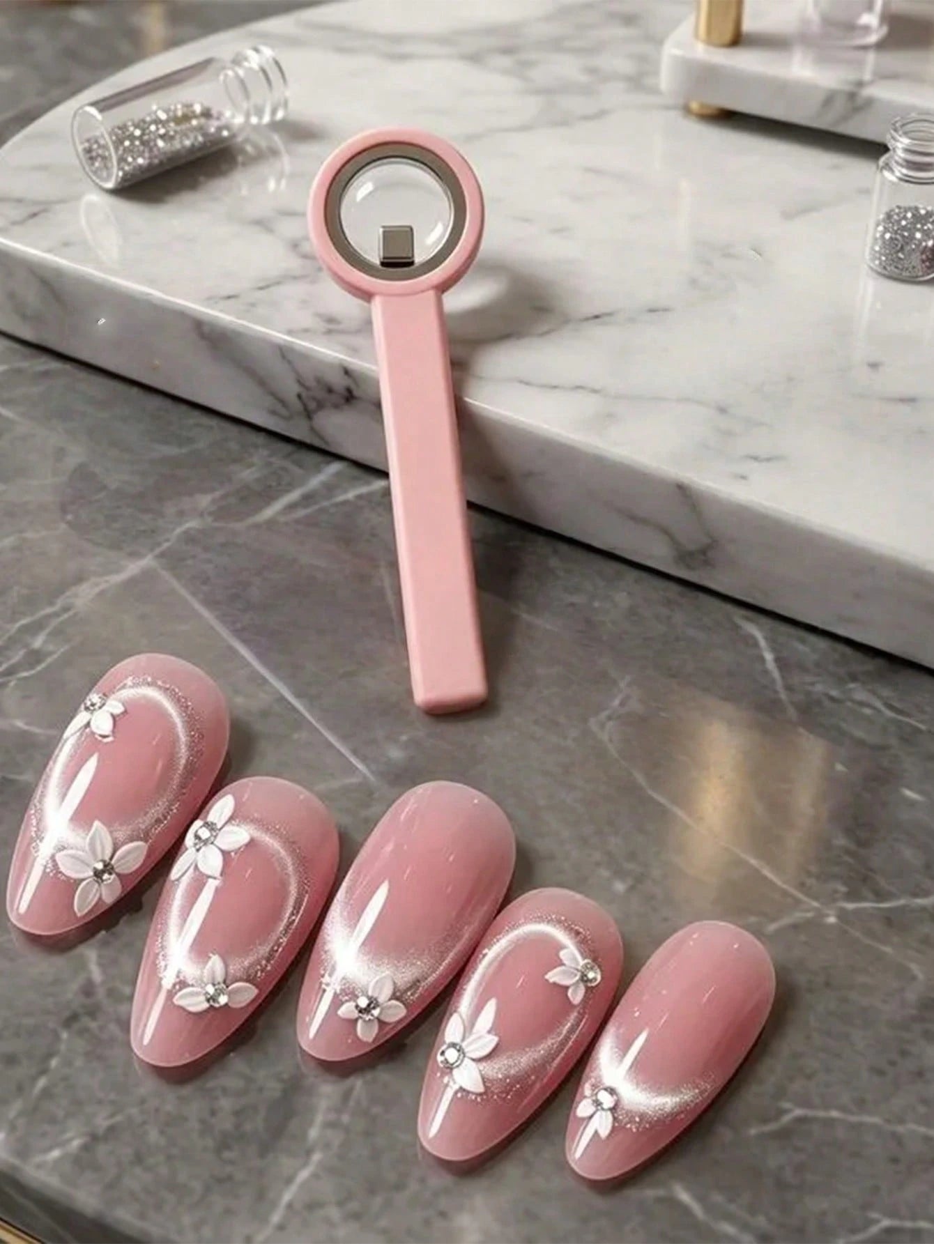 Upgraded Handheld Ring Cat Eye Magnet Set, Multi-Functional Strong Magnetic Cat Eye Gel Nail Polish Applicator, Ring Steel Ball Combination Design With Super Adhesive, Suitable Multifunctional Manicur