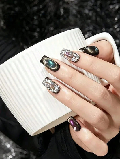 Upgraded Handheld Ring Cat Eye Magnet Set, Multi-Functional Strong Magnetic Cat Eye Gel Nail Polish Applicator, Ring Steel Ball Combination Design With Super Adhesive, Suitable Multifunctional Manicur
