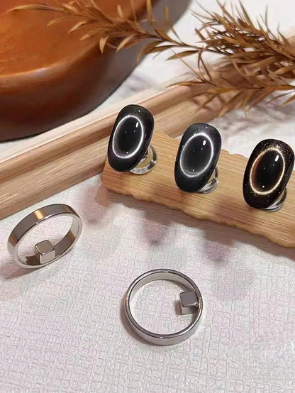 Upgraded Handheld Ring Cat Eye Magnet Set, Multi-Functional Strong Magnetic Cat Eye Gel Nail Polish Applicator, Ring Steel Ball Combination Design With Super Adhesive, Suitable Multifunctional Manicur