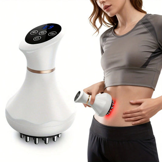 USB Rechargeable Smart 21-Point Massage Brush, 9-Level Temperature Control Vibration Massager With Heat Function, Portable Design With Cover, Easily Meets Relaxation Needs For Abdomen, Legs And More.