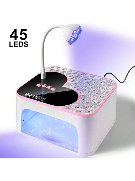 UV LED Nail Lamp, Equipped With 45 LED Beads And USB Port, Professional 4-Mode Gel Nail Dryer With Sparkling Rhinestones, Salon-Grade Gel Nail Curing Light, Ideal Gift For Thanksgiving, Valentine's Da
