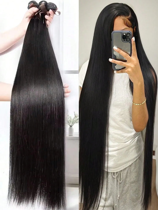 Uveous Straight Bundles Human Hair 100% Unprocessed Brazilian Virgin Hair Straight Weave Bundle Human Hair Bundles Real Natural Color Human Hair Extensions