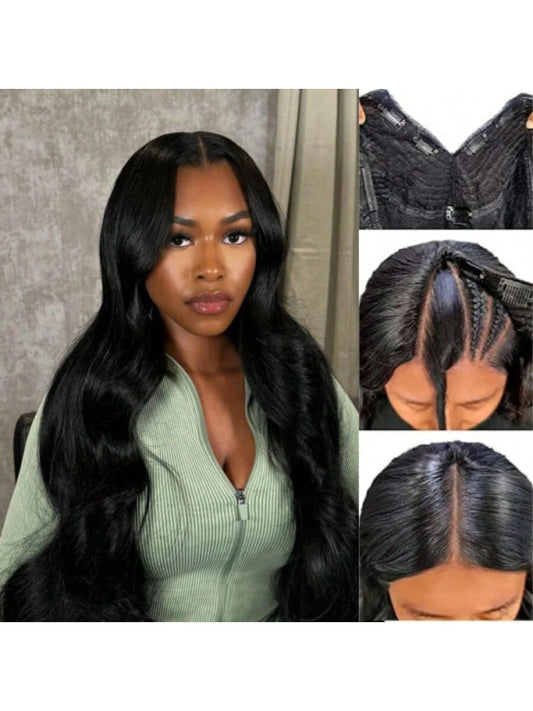 V Shape Body Wave Upgrade No Glue Side Part Human Hair Beginner Friendly Wigs V Part Body Wave Wig Human Hair For Women Natural Suitable For Everyday & Special Occasions Easy Maintenance