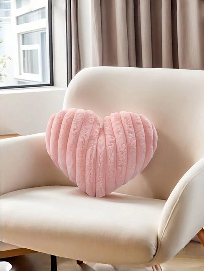 Valentine's Day Heart Pillow Decorative Throw Pillows, Heart Shaped Soft Fluffy Faux Fur Cute Pillows Cushions For Couch Chair Bed Bedroom Room Home Decor Aesthetic, Pink