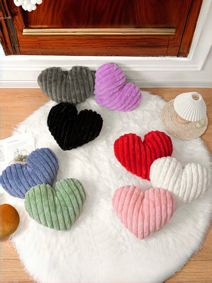 Valentine's Day Heart Pillow Decorative Throw Pillows, Heart Shaped Soft Fluffy Faux Fur Cute Pillows Cushions For Couch Chair Bed Bedroom Room Home Decor Aesthetic, Pink