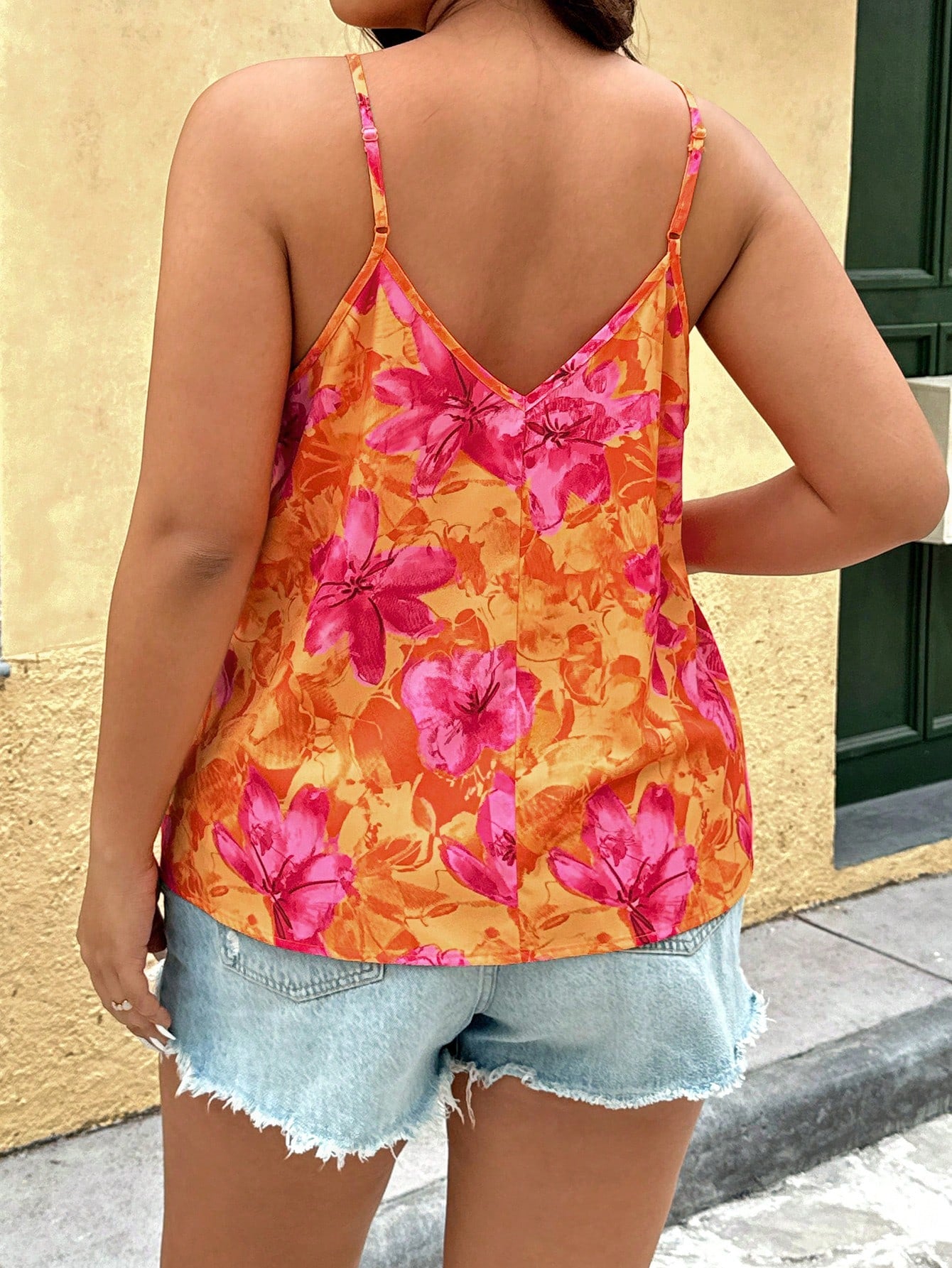 VCAY Plus Size Code Vacation Casual Floral All-Over Print Camisole Top, Rave Festival, Business Woman, Boho Country Women, Beach For Summer, Tops Ladies