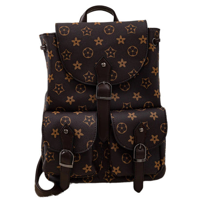 Vegan Leather Backpack Double Pocket