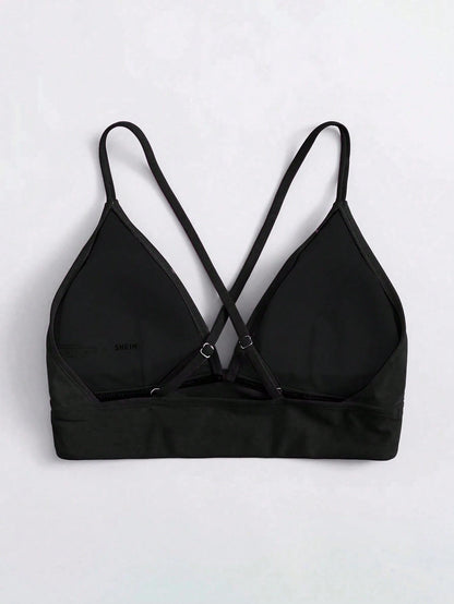 Voyashape Women's Summer Beach Solid Color Cross Back Bikini Top