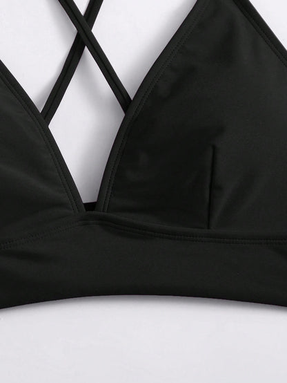 Voyashape Women's Summer Beach Solid Color Cross Back Bikini Top
