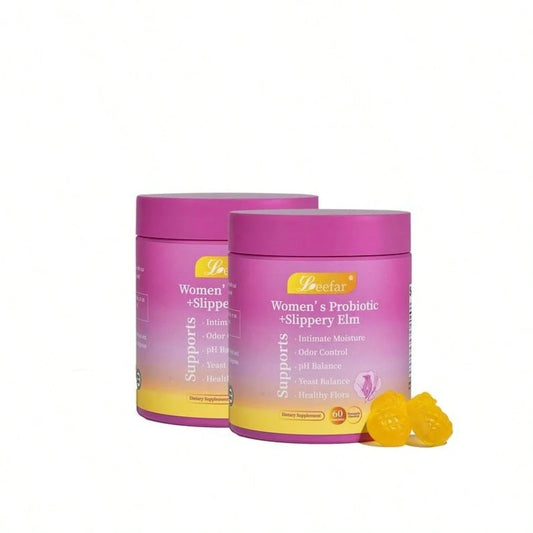 VPOAJ LEEFAR Women's Probiotics Gummies 2 Pack Hawaiian Pineapple PH Balance Dryness Relief With Prebiotics & Slippery Elm 60 Count Each