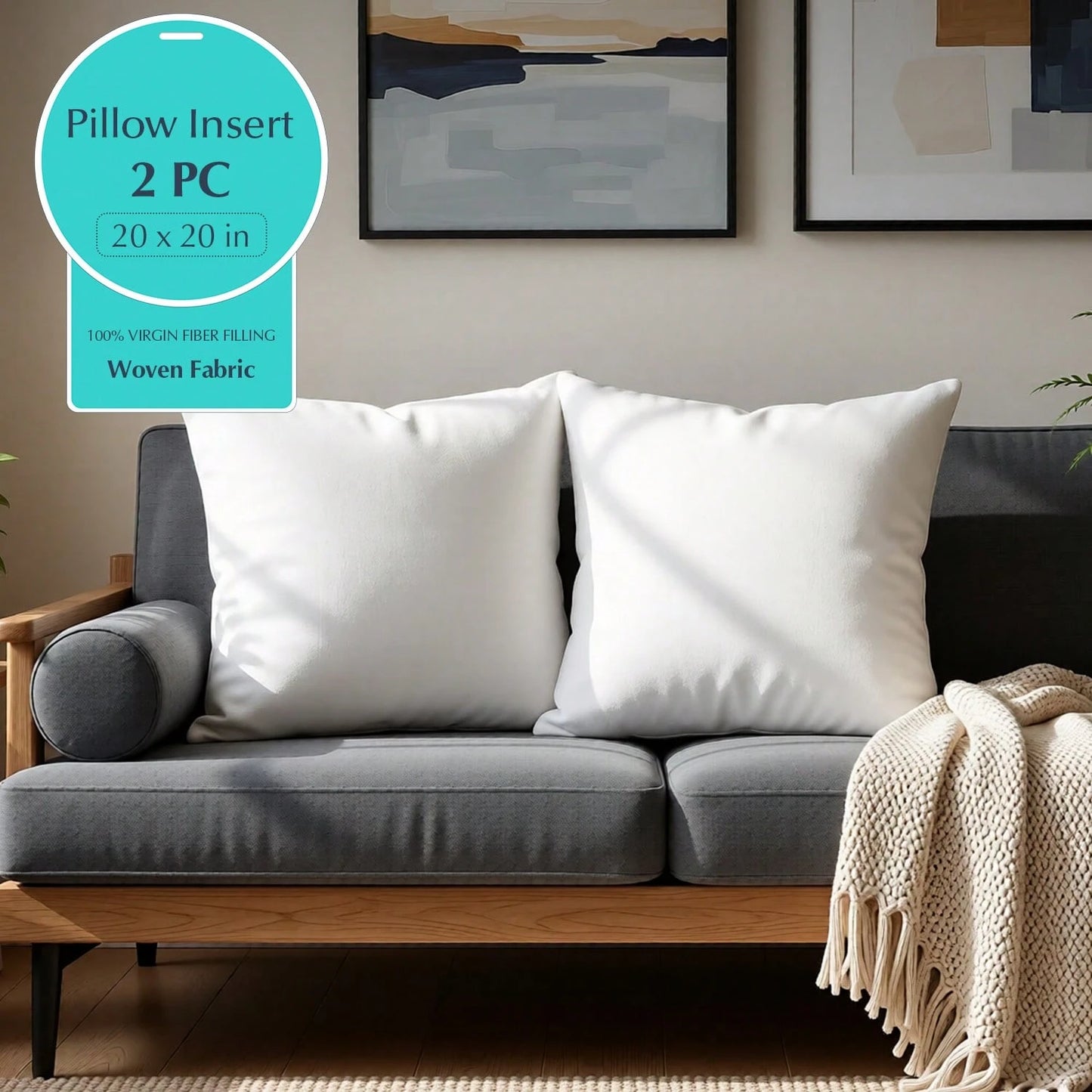 White Square Pillow Set Of 4-Sofa Pillow, Soft Fabric, Suitable For Bed Or Sofa Use-Bedding, Home Decoration, Dormitory Sleep Protection, Daily Use, Simple Appearance, Can Be Patted Or Dried At Low Te