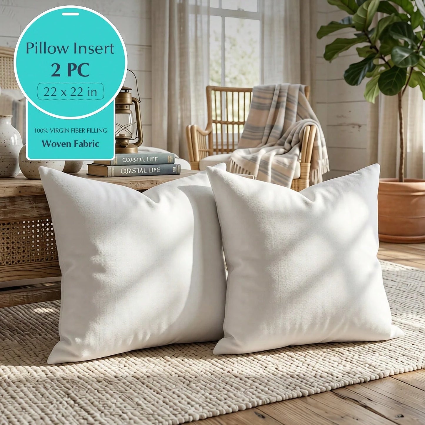 White Square Pillow Set Of 4-Sofa Pillow, Soft Fabric, Suitable For Bed Or Sofa Use-Bedding, Home Decoration, Dormitory Sleep Protection, Daily Use, Simple Appearance, Can Be Patted Or Dried At Low Te