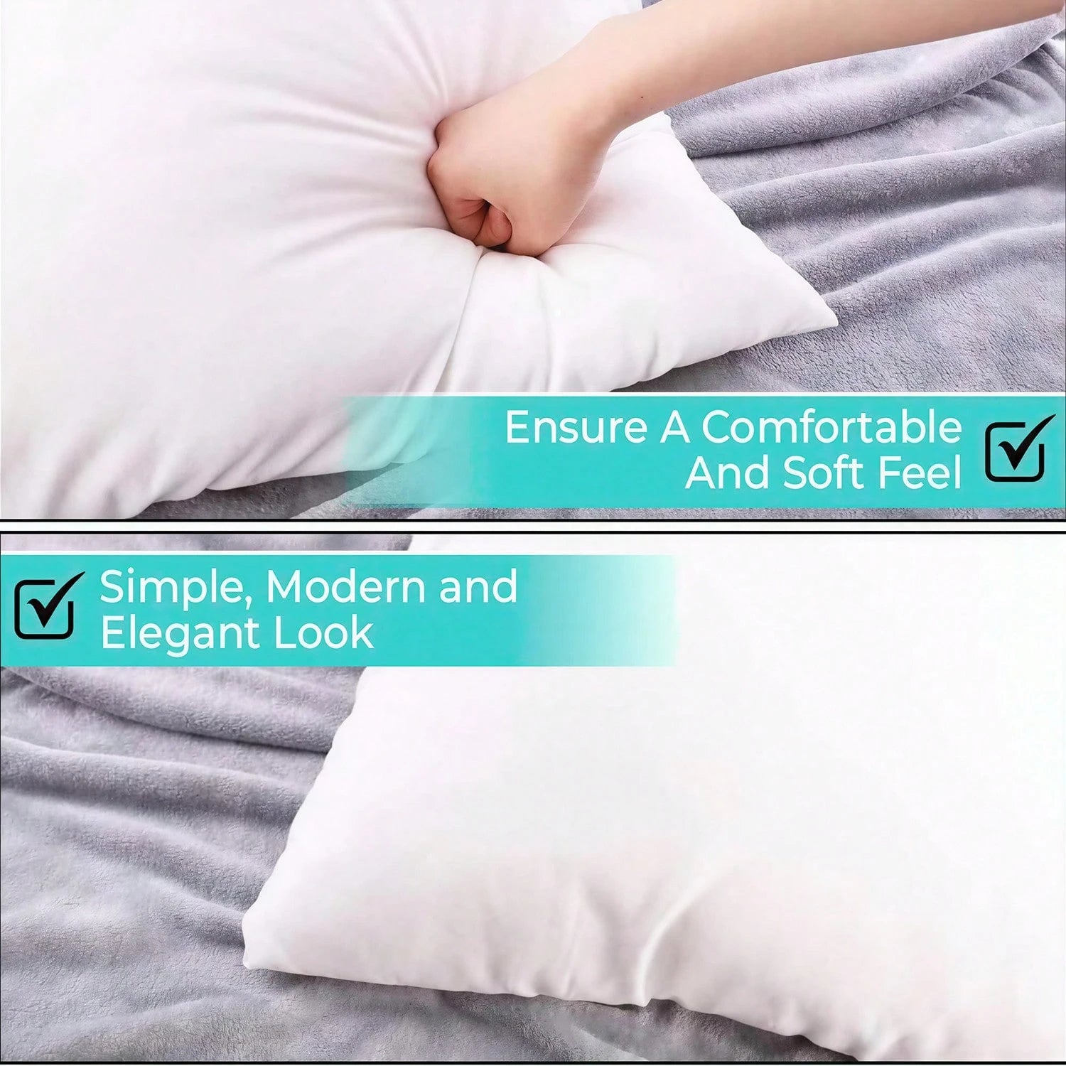 White Square Pillow Set Of 4-Sofa Pillow, Soft Fabric, Suitable For Bed Or Sofa Use-Bedding, Home Decoration, Dormitory Sleep Protection, Daily Use, Simple Appearance, Can Be Patted Or Dried At Low Te