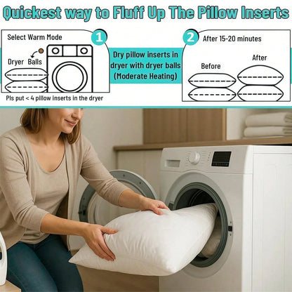White Square Pillow Set Of 4-Sofa Pillow, Soft Fabric, Suitable For Bed Or Sofa Use-Bedding, Home Decoration, Dormitory Sleep Protection, Daily Use, Simple Appearance, Can Be Patted Or Dried At Low Te
