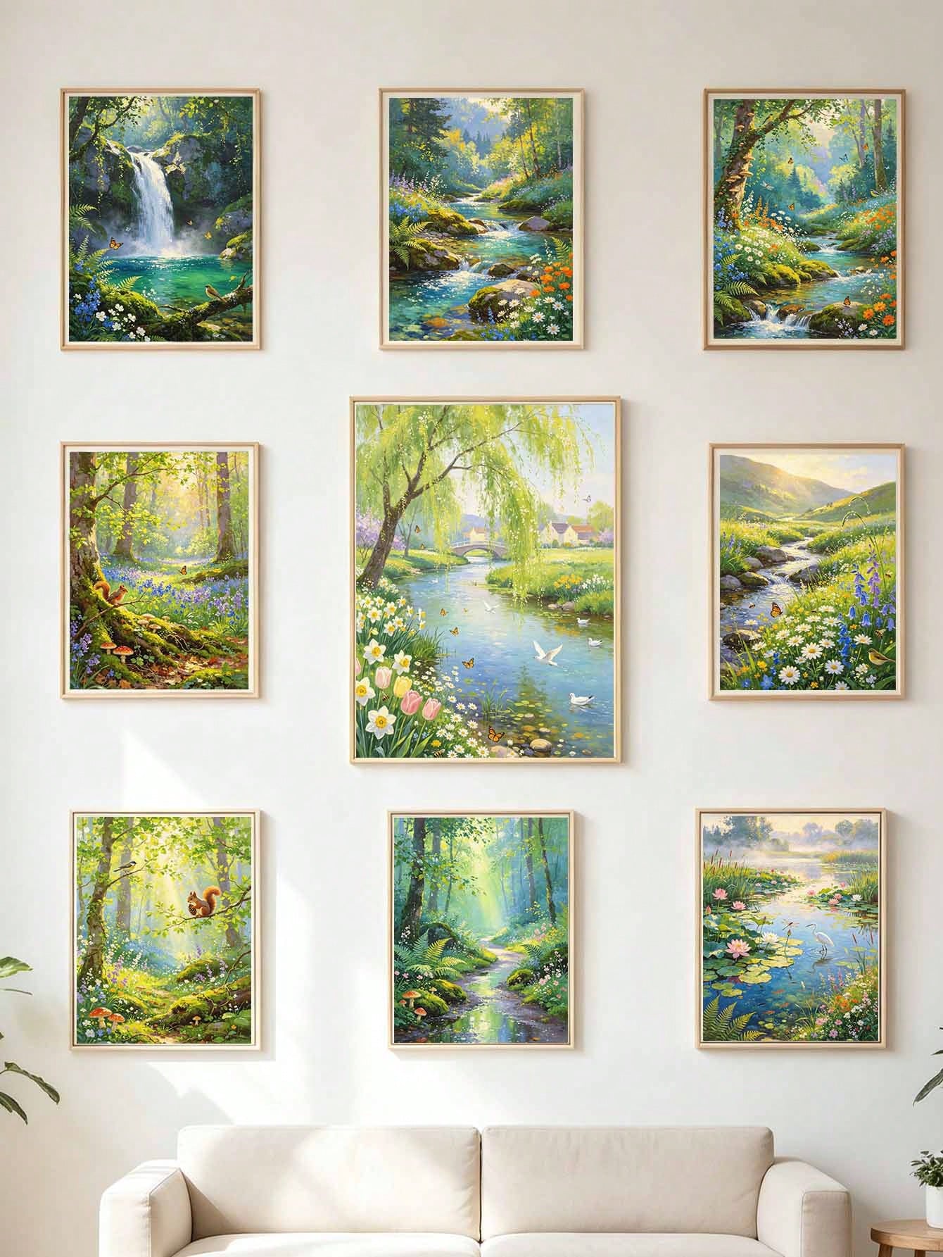 Willow Forest And River Series DIY Oil Painting By Numbers Painting Canvas, Easy Acrylic Paint Set With Brushes And Paints Crafts Adult Home Decoration 40x50cm/16x20inch Holiday Gifts Frameless