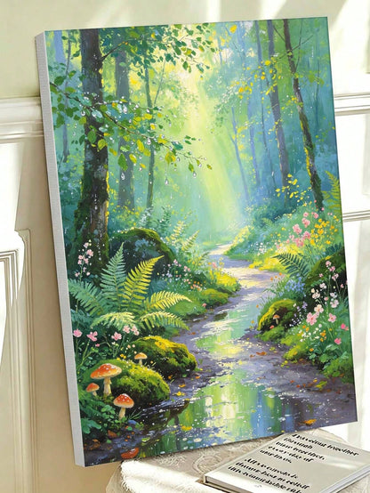 Willow Forest And River Series DIY Oil Painting By Numbers Painting Canvas, Easy Acrylic Paint Set With Brushes And Paints Crafts Adult Home Decoration 40x50cm/16x20inch Holiday Gifts Frameless