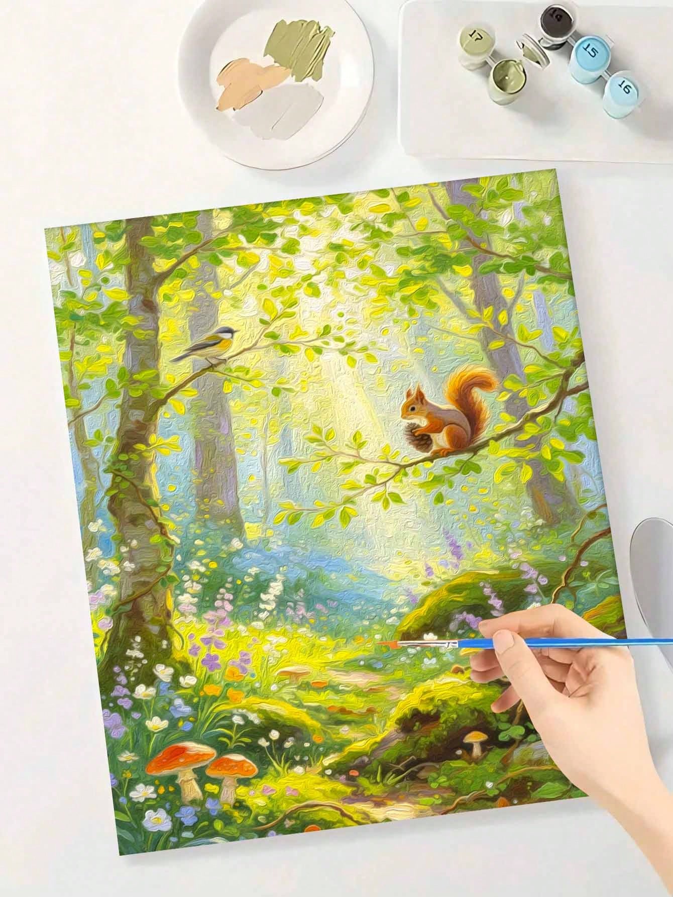 Willow Forest And River Series DIY Oil Painting By Numbers Painting Canvas, Easy Acrylic Paint Set With Brushes And Paints Crafts Adult Home Decoration 40x50cm/16x20inch Holiday Gifts Frameless
