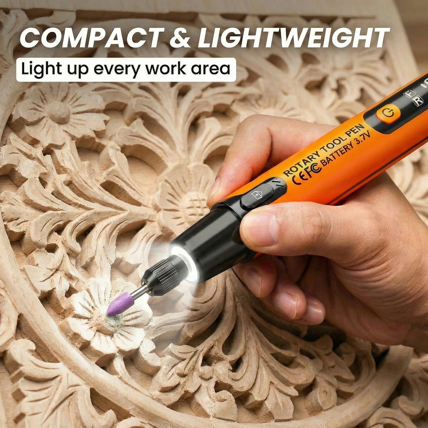 WOLDSATR 40-In-1 Handheld Mini Cordless Rotary Tool Kit, 6 Variable Speed USBRechargeable With LED Light & LCD Display, 3.7V 16000RPM For DIY Crafts, Precision Sanding,Polishing & Drilling