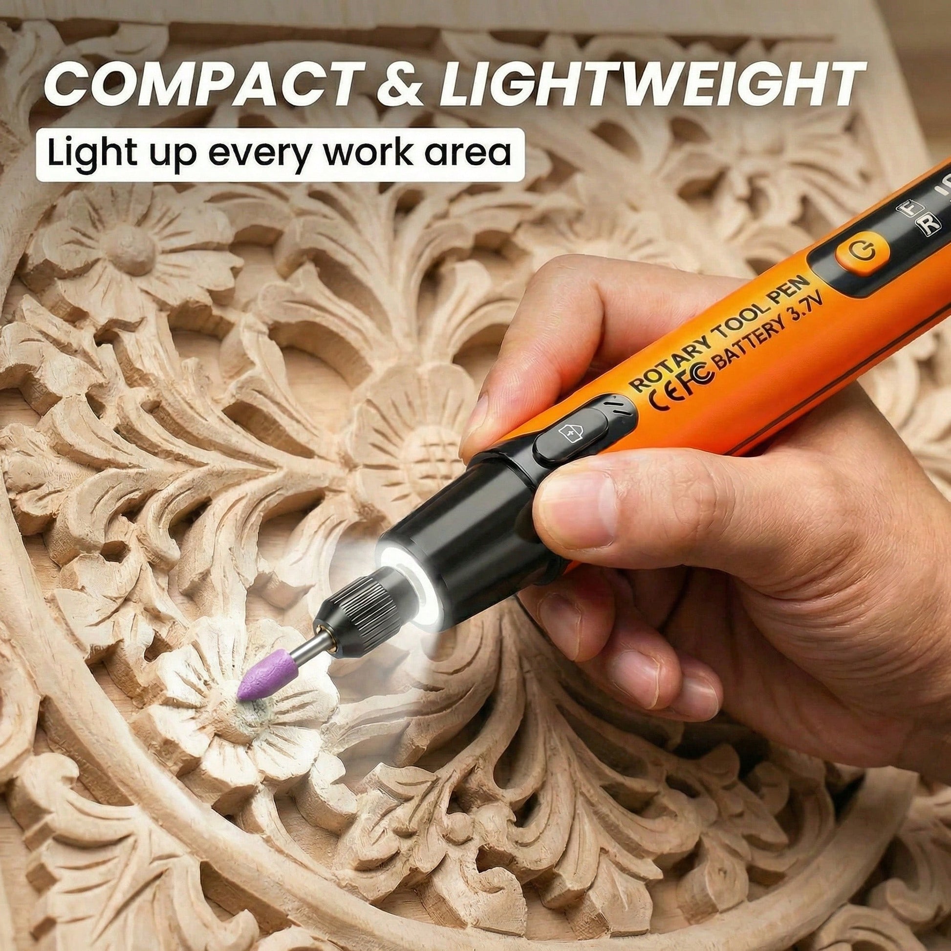 WOLDSATR 40-In-1 Handheld Mini Cordless Rotary Tool Kit, 6 Variable Speed USBRechargeable With LED Light & LCD Display, 3.7V 16000RPM For DIY Crafts, Precision Sanding,Polishing & Drilling