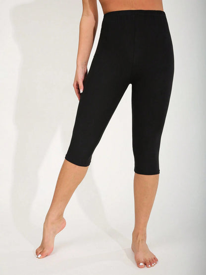 Women Casual Fashion Elastic Sports Black Leggings Fitness Exercise Running Legging Home Hip Lifting Yoga Outdoor Play Vacation Walking Capri Summer
