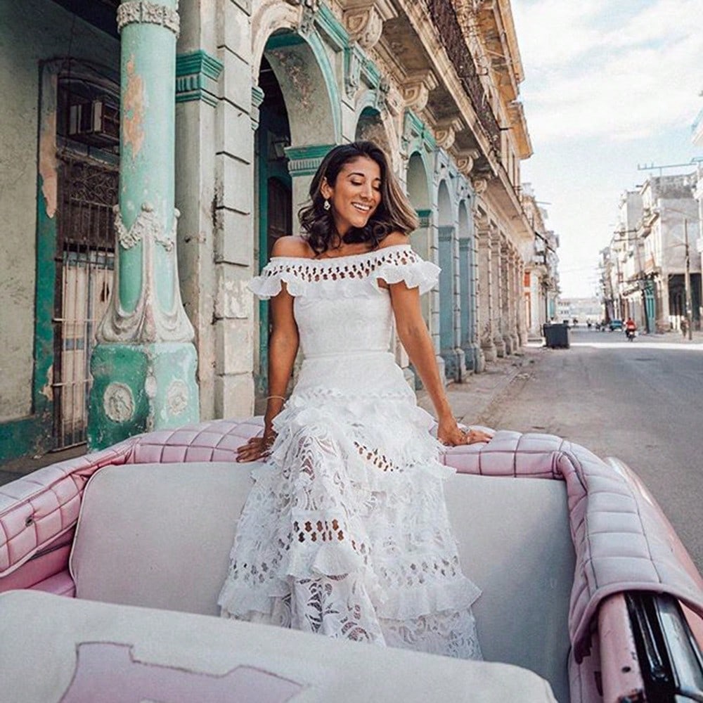Women Off Shoulder Ruffle Tiered Maxi Dress, Eyelet Cutout Flowy Swing Gown, Western Holiday Ropa De Verano Outfit