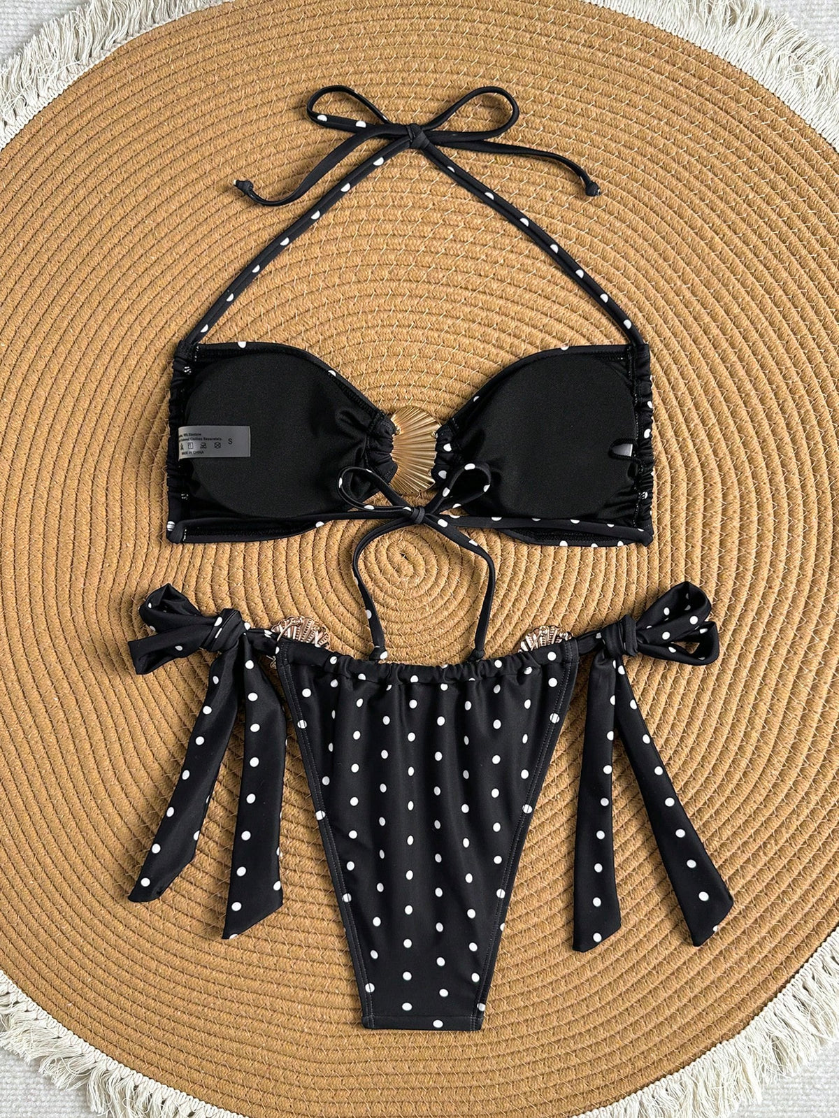 Women's 2pcs Polka Dot Halter Bikini Set, Sexy Beach Vacation Hot Spring Swimwear