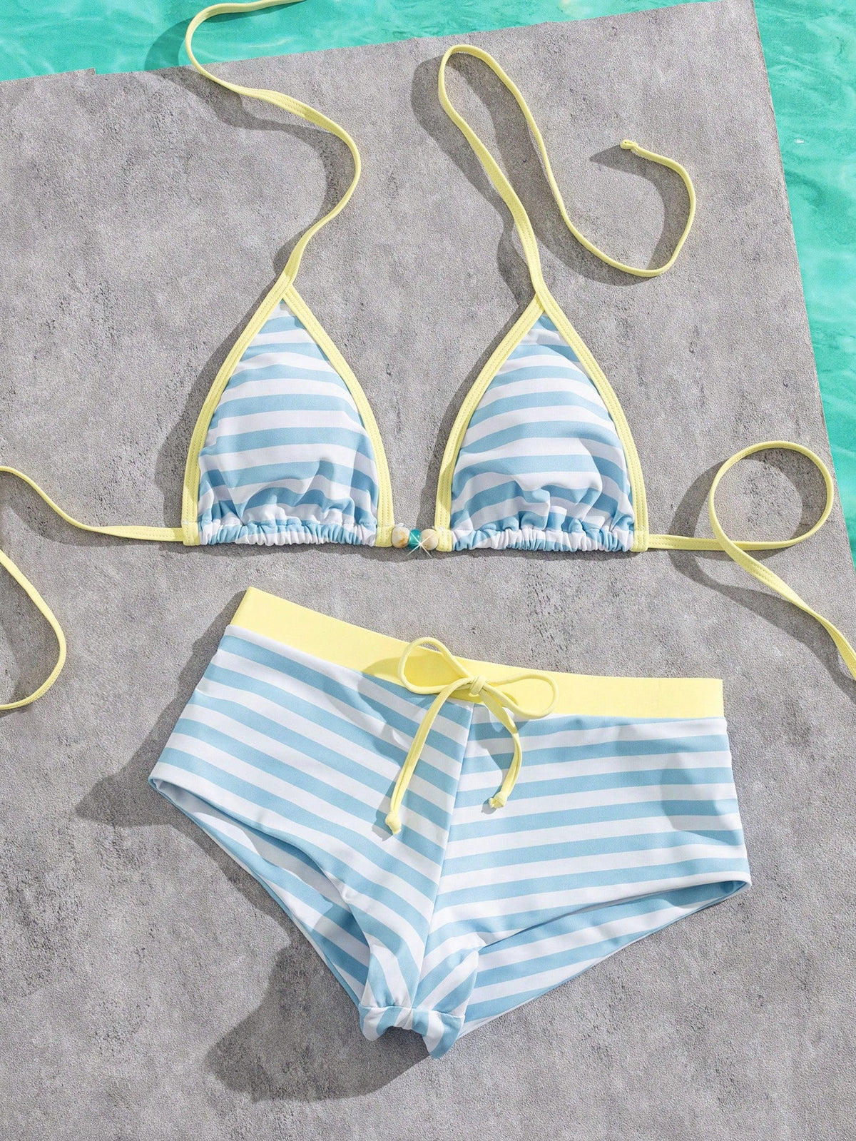 Women's Bikini Swimsuit, Vintage Yellow Polka Dot Print Retro Swimsuit Set, Suitable For Outings, Y2K Style, Streetwear, Vacation, Summer Beach/Back To School