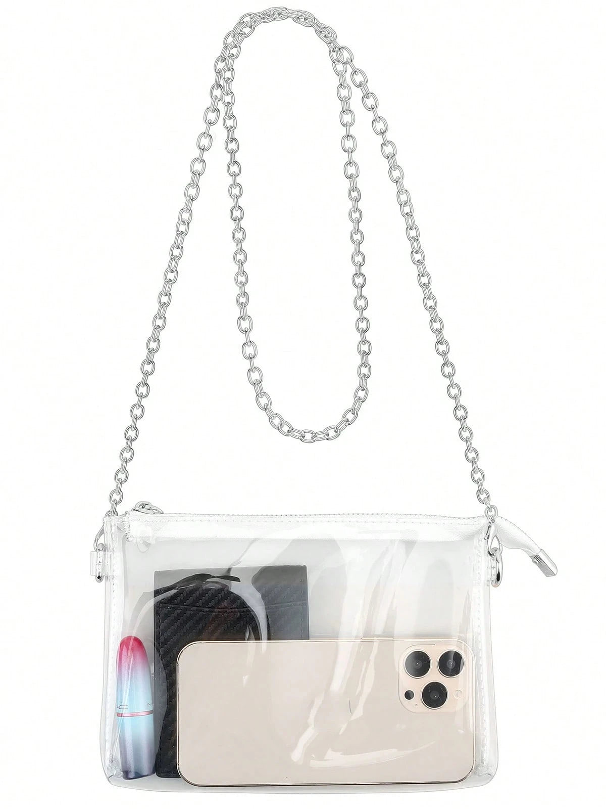 Women's Clear Crossbody Bag Stadium Approved PVC Purse Zipper Transparent Shoulder Bag For Outdoor Activities, Concerts & Sports Events