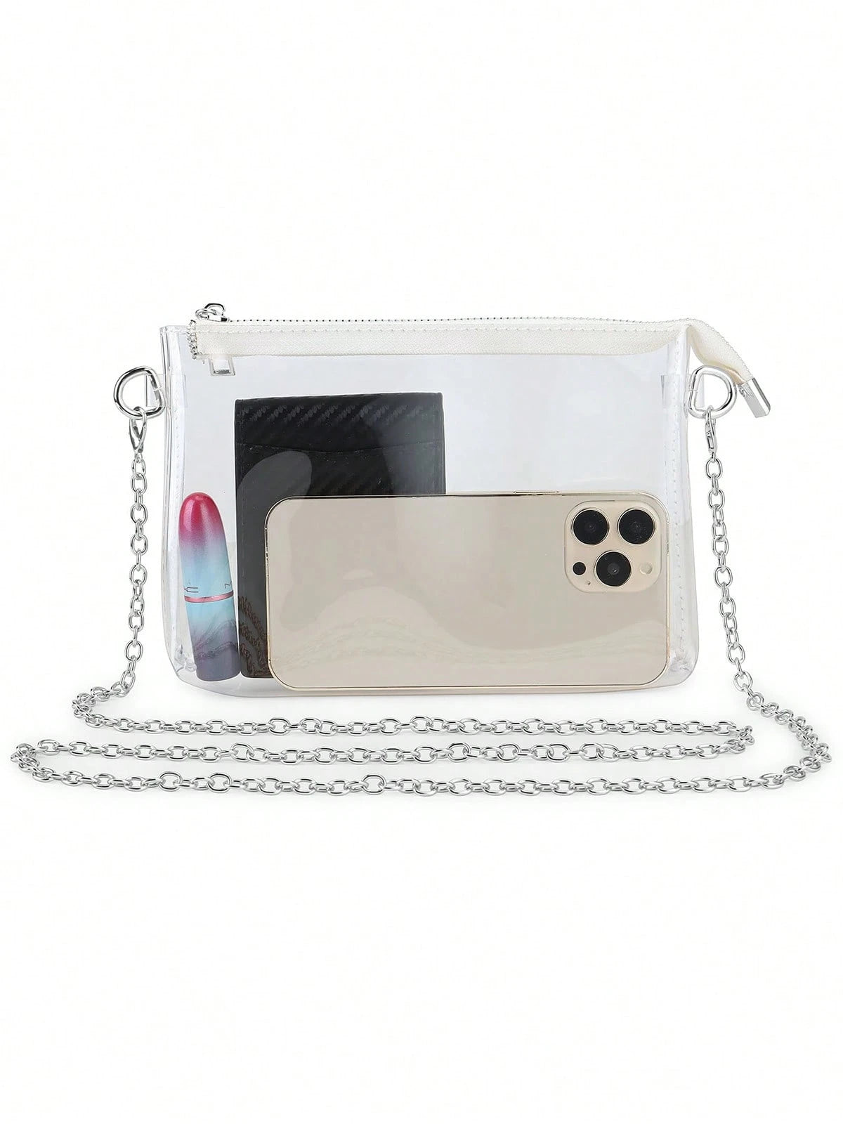 Women's Clear Crossbody Bag Stadium Approved PVC Purse Zipper Transparent Shoulder Bag For Outdoor Activities, Concerts & Sports Events