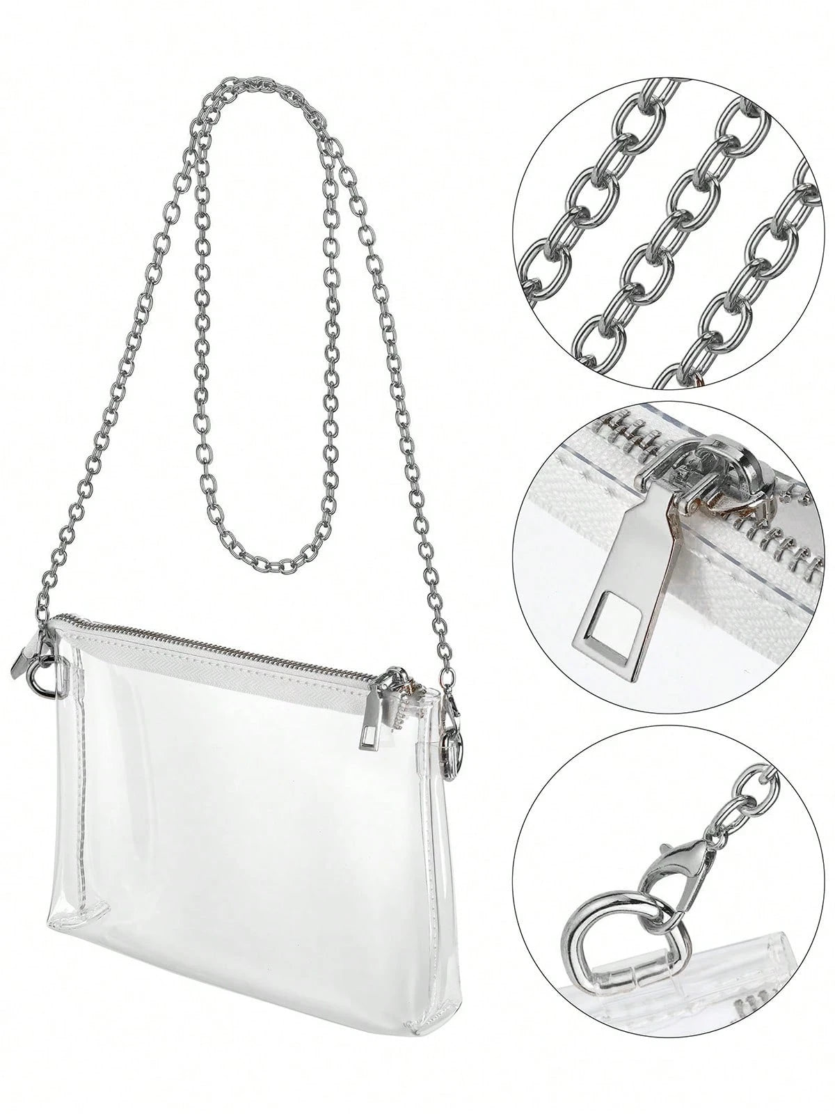 Women's Clear Crossbody Bag Stadium Approved PVC Purse Zipper Transparent Shoulder Bag For Outdoor Activities, Concerts & Sports Events
