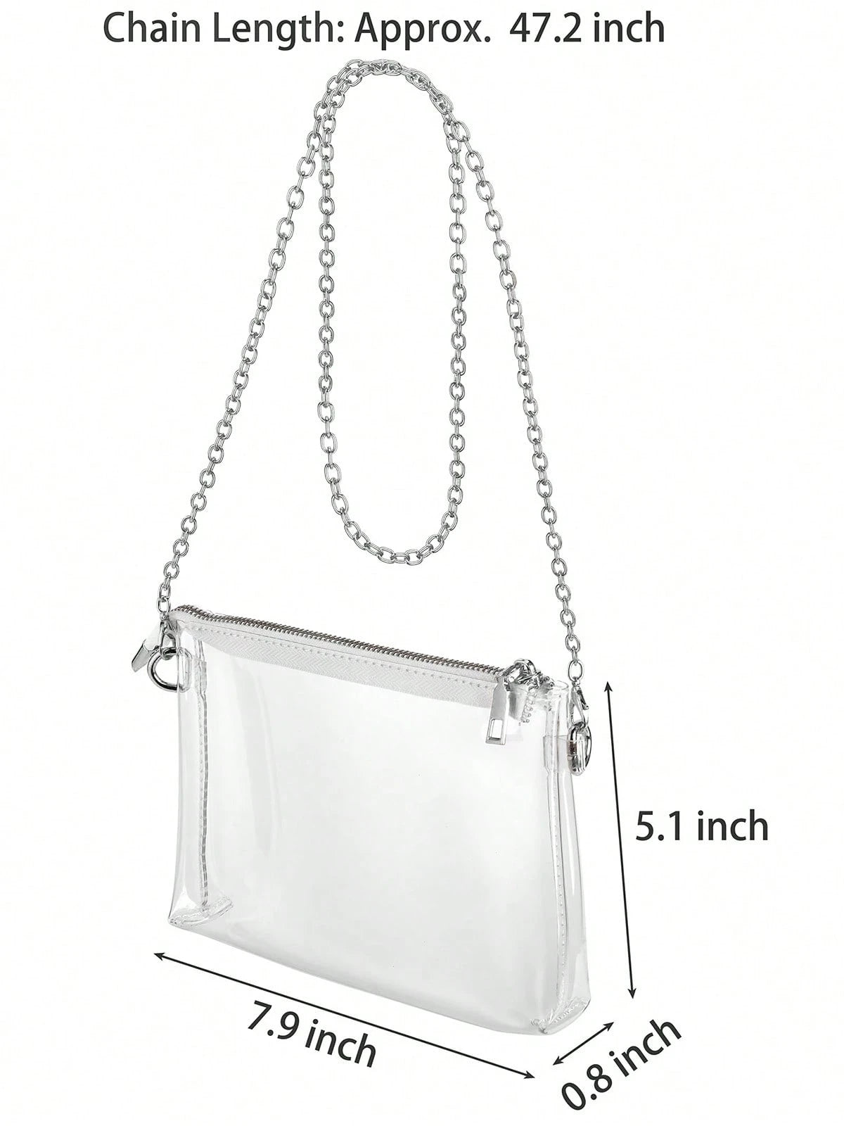 Women's Clear Crossbody Bag Stadium Approved PVC Purse Zipper Transparent Shoulder Bag For Outdoor Activities, Concerts & Sports Events
