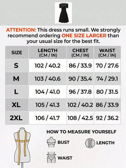 Women's Elegant Puff Short Sleeve Midi Dress- Pleated High Waist A-Line Skater Dress With Belt, Flowy Cocktail & Work Dress