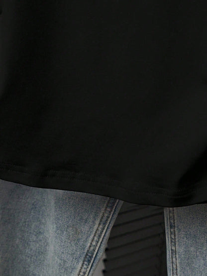 Women's Fitted T-Shirt With English Letter Print, Slimming & Elegant Style, European & American