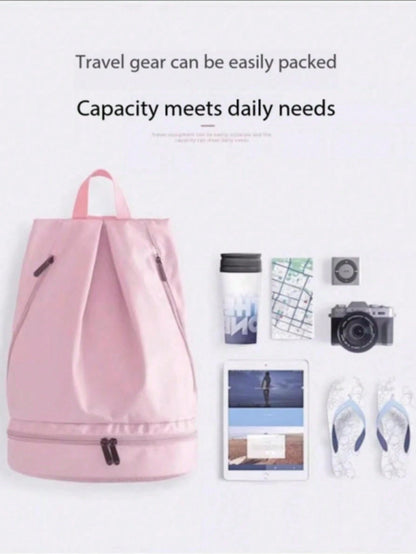 Women's Large Capacity Waterproof Sports Backpack With Dry & Wet Separation For Swimming, Fitness, Yoga And Storage