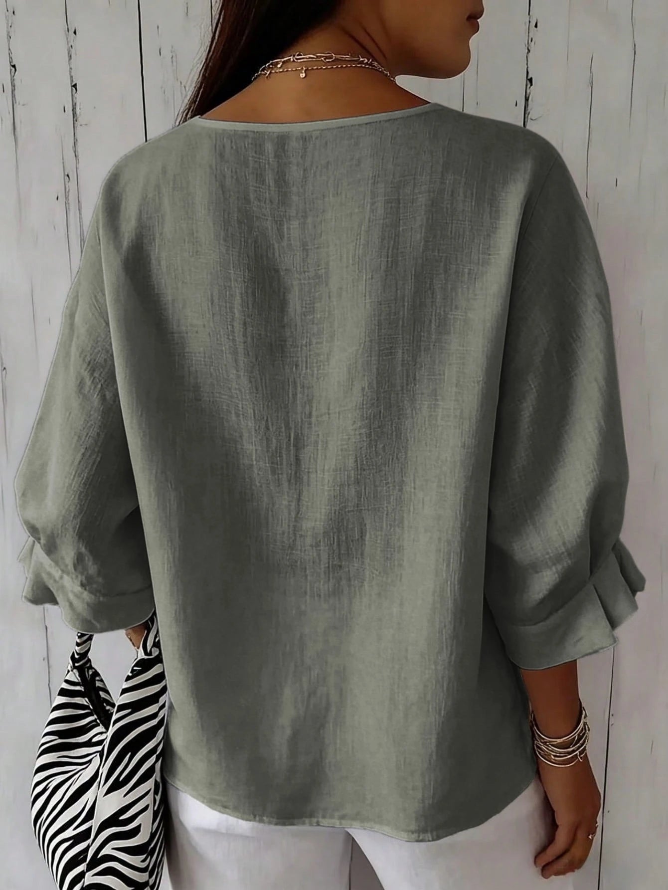 Women's Plus Size Short Sleeve Solid Color Square Neck Drop Shoulder Lotus Ruffle Cuff Summer Blouse
