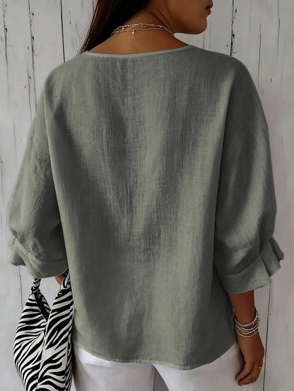 Women's Plus Size Short Sleeve Solid Color Square Neck Drop Shoulder Lotus Ruffle Cuff Summer Blouse