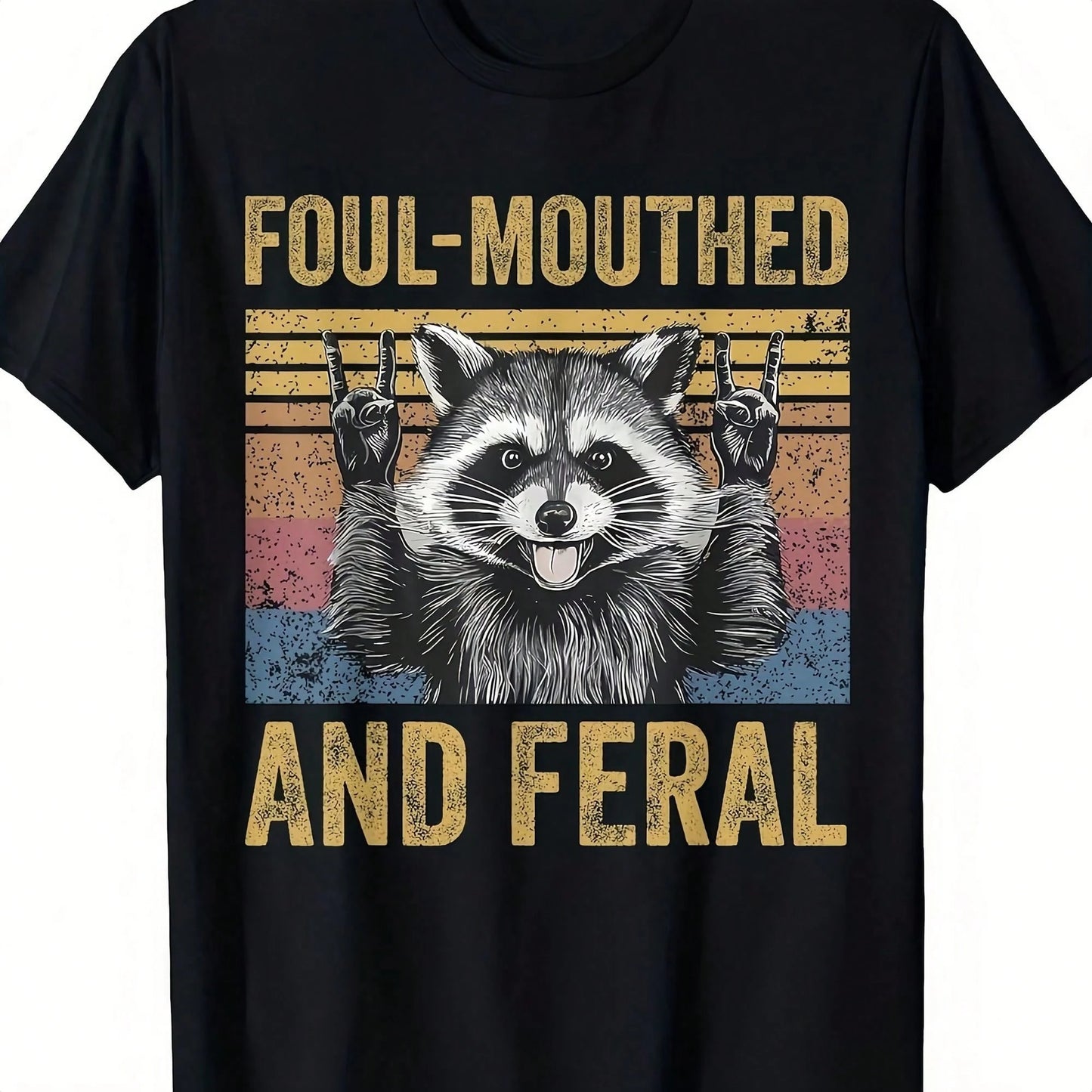 Women'S Plus Size Wild Summer Meme Retro T-Shirt Swearing Wild Raccoon Pattern T-Shirt, Pure Retro Casual Shirt, Crew Neck Short Sleeve Top