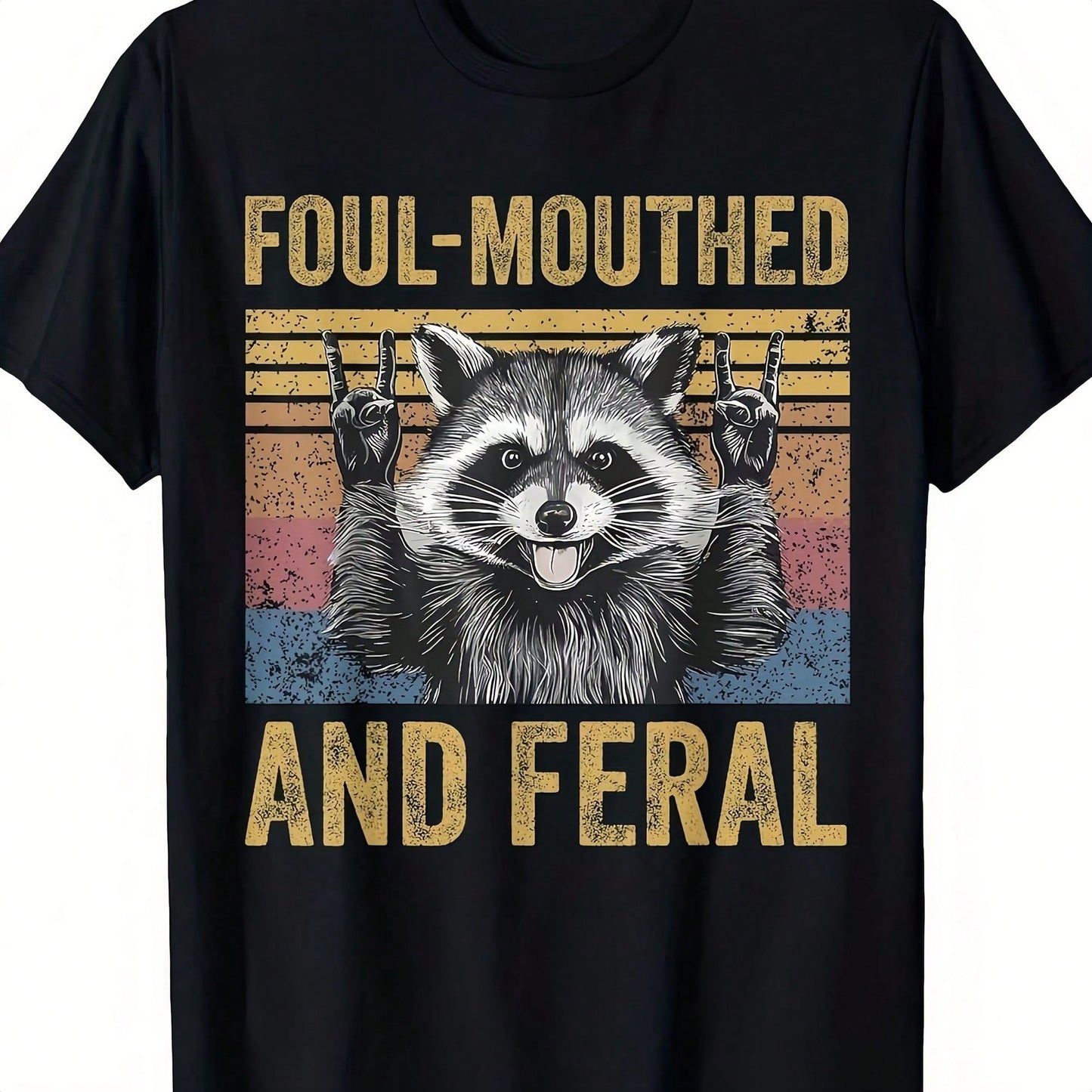 Women'S Plus Size Wild Summer Meme Retro T-Shirt Swearing Wild Raccoon Pattern T-Shirt, Pure Retro Casual Shirt, Crew Neck Short Sleeve Top
