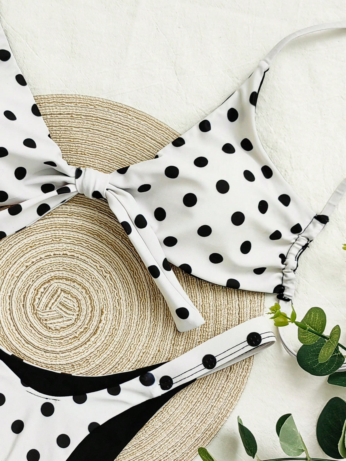 Women's Polka Dot Print Spaghetti Strap Bikini Set, Suitable For Christmas, New Year And Other Important Occasions, Elegant Beach Vacation Swimwear Two Pieces Set For Summer