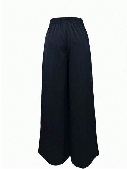 Women's Premium Loose Casual Floor-Length Wide Leg Pants For Autumn Commute Black