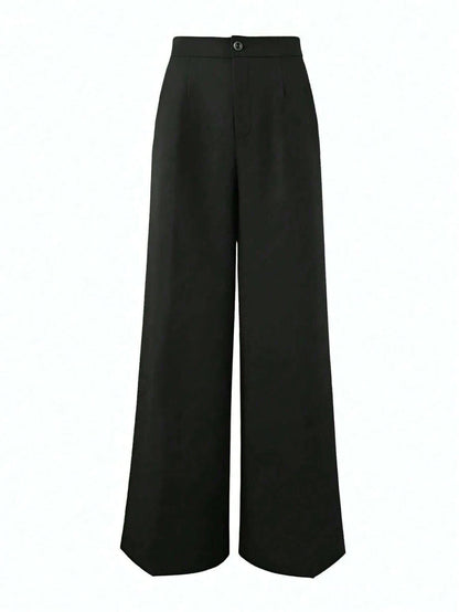 Women's Premium Loose Casual Floor-Length Wide Leg Pants For Autumn Commute Black