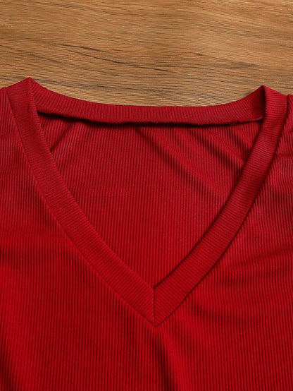 Women's Red Elegant Casual Knit Slit Bodycon Dress, Suitable For Valentine's Day, Vacation, Wedding, Birthday Party, Date, Spring/Summer
