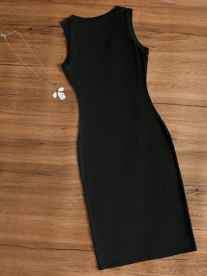 Women's Red Elegant Casual Knit Slit Bodycon Dress, Suitable For Valentine's Day, Vacation, Wedding, Birthday Party, Date, Spring/Summer
