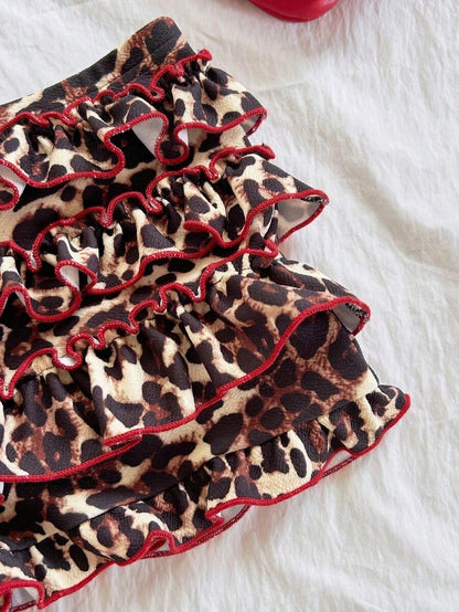 Women's Sexy Leopard Print Halter Top And Shorts 2 Pieces Set, Summer,Women's Summer Set