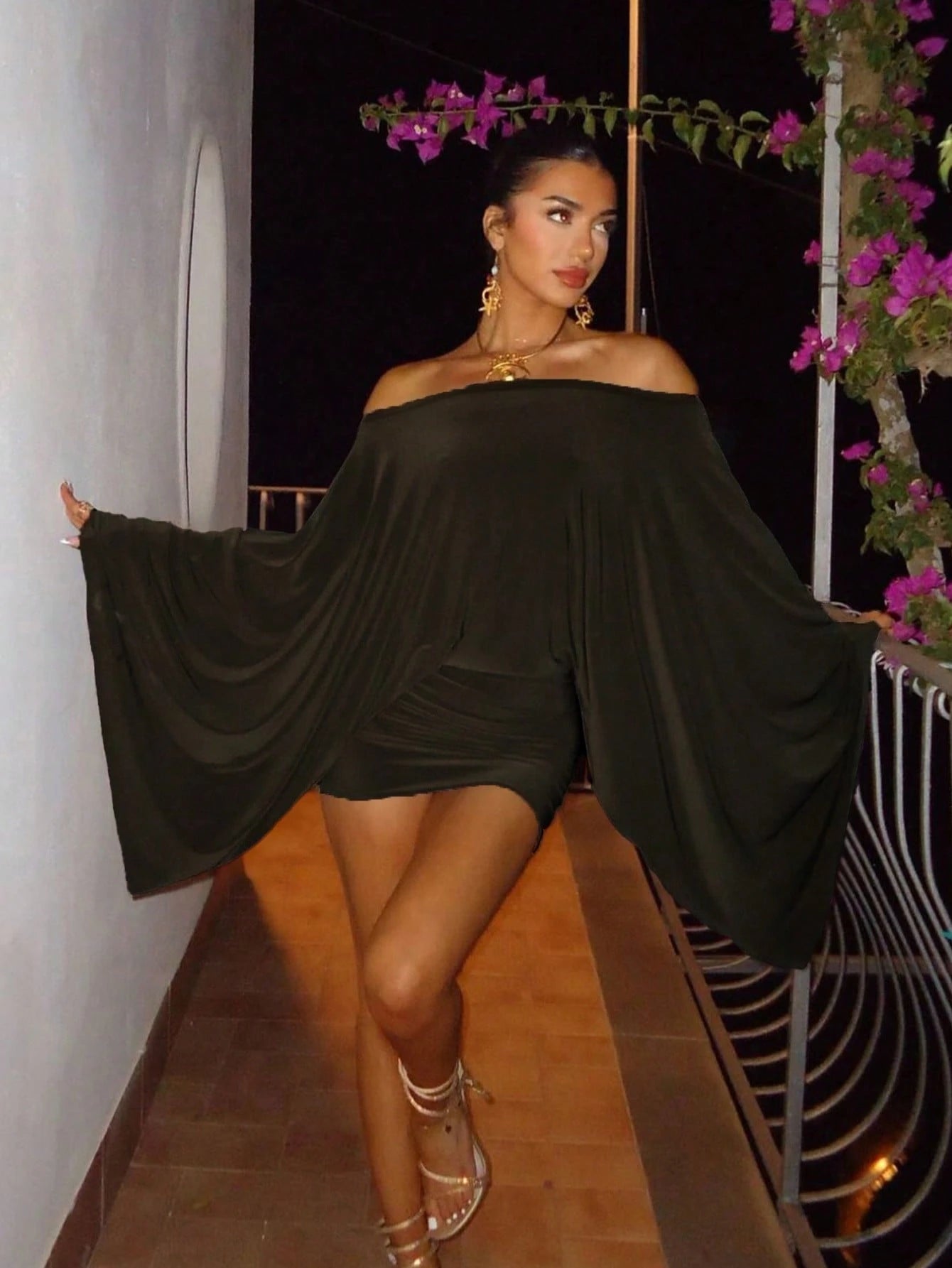 Women's Solid Color Elegant Off Shoulder Casual Formal Evening Party Wedding Holiday Mini Dress, Spring/Summer