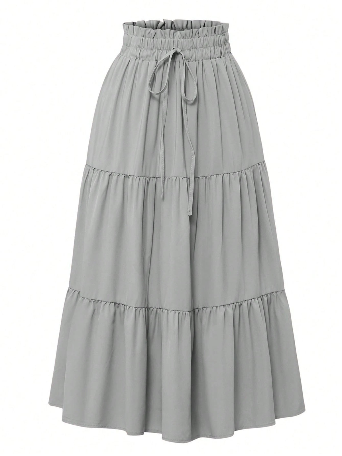 Women's Solid Color Pleated Elastic Waist Casual Skirt Spring