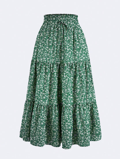 Women's Solid Color Pleated Elastic Waist Casual Skirt Spring