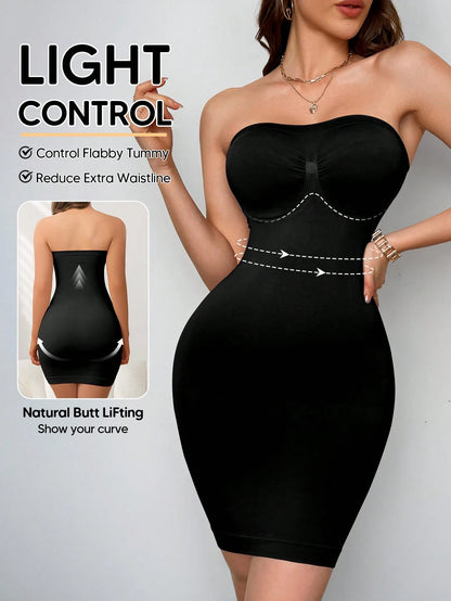 Women's Strapless Tummy Control Butt Lifting Seamless Shaping Dress Liner Casual Elegant Party Summer