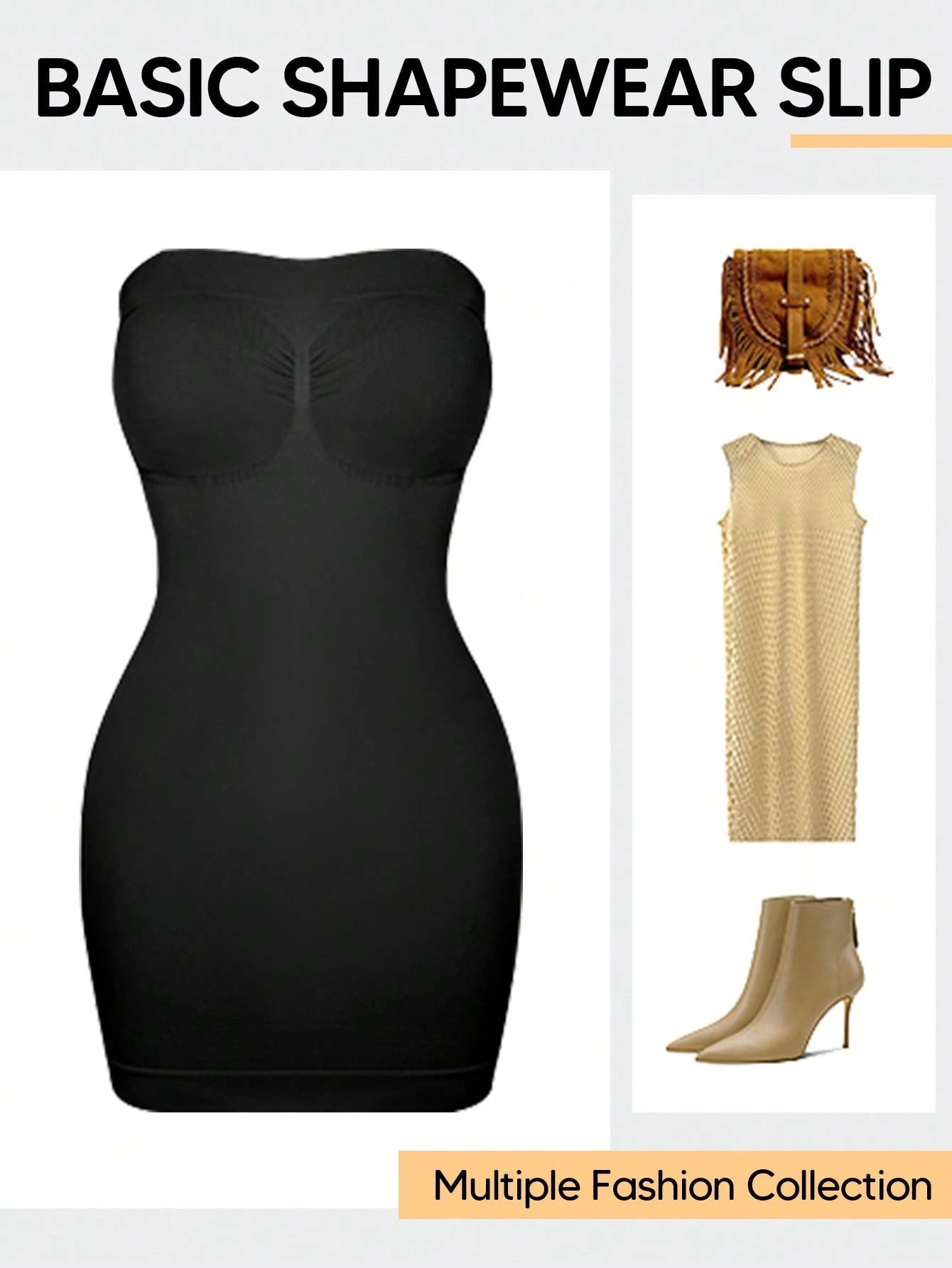 Women's Strapless Tummy Control Butt Lifting Seamless Shaping Dress Liner Casual Elegant Party Summer