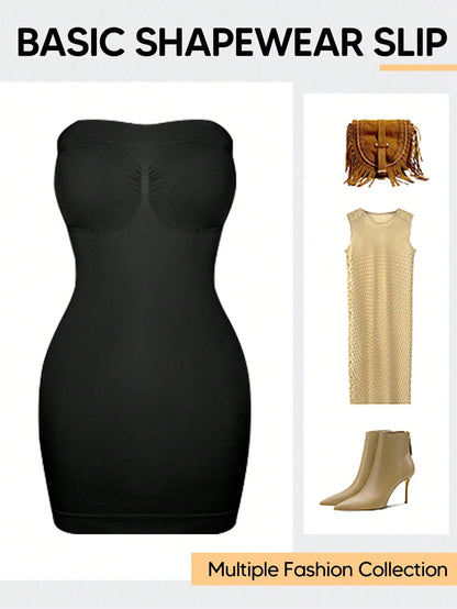 Women's Strapless Tummy Control Butt Lifting Seamless Shaping Dress Liner Casual Elegant Party Summer